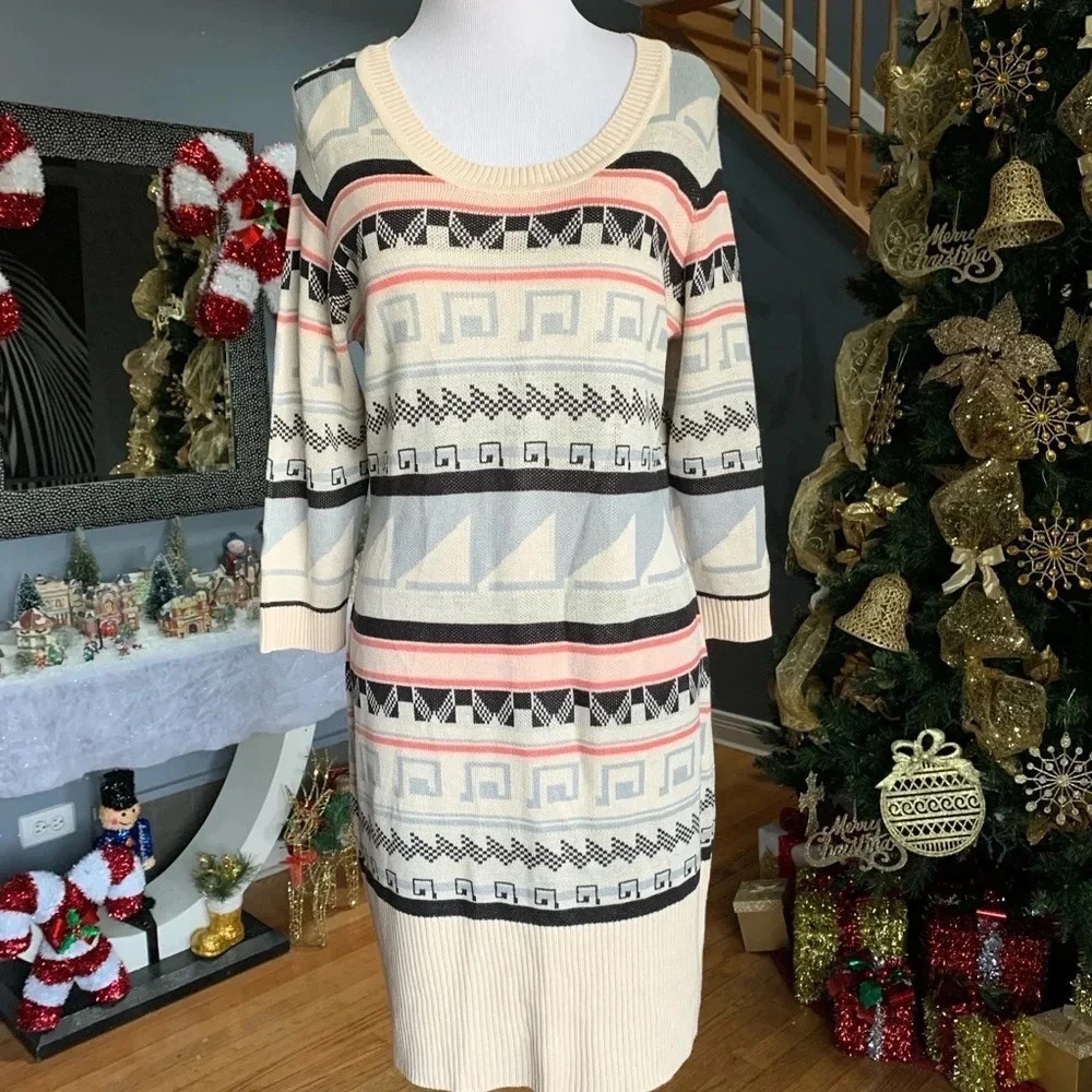 Cloud Chaser Pattern Sweater Dress
